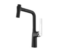 HTTGDGDH Pull-Down Kitchen Faucet with Single Handle Hot/Cold Water Mixer One Hole Installation Elegant Black and Rose Gold Finish Modern Spray Function Durable and Stylish,Chrome+Black