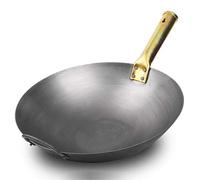 HTTGDGDH Wok Traditionnel en Fer Fait Main, Poêle en Fer Non Revêtue pour Cuisinière À Gaz Et À Induction, Marmite Générale, Ustensiles De Cuisine(Bleu-32Cm)