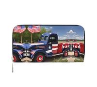 HTTUP 4th of July Patriotic Trucks Print Casual Clutch Purse Hand Wallet for Women Capacity Wallet Stylish Travel Friendly, Black, One Size, Art, Black, One Size, Art, Noir , Taille unique, Art