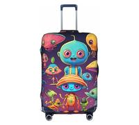 Httup Astronaute Et Alien Imprimer Pratique Élastique Lavable Voyage Bagage Housse Avec Fermeture Éclair Cachée Pour Valises, blanc, X-Large