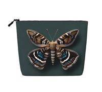 HTTUP Belle trousse de maquillage à une seule couche avec fermeture éclair pour femme - Imprimé papillon de nuit - Grande capacité, noir, One Size