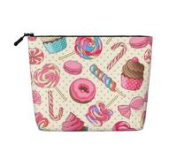 HTTUP Coloré Sweet Lollipop Cupcake Donut Print Business Trip Essential Single Layer Makeup Bag Zippered Pouch Women Large Capacity, noir, One Size