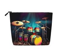 HTTUP Cool Drums Set Imprimé Business Trip Essential Trousse de maquillage monocouche Poche zippée Femme Grande Capacité, noir, One Size