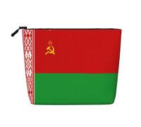 HTTUP Drapeau de la Biélorussie Imprimé Voyage d'affaires Essentiel Trousse de maquillage monocouche Poche zippée Femme Grande Capacité, Noir, Taille Unique, Noir, One Size