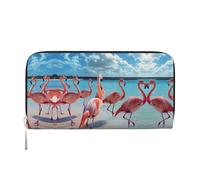 HTTUP Flock of Pink Flamingos on The Beach Print Casual Clutch Purse Hand Wallet for Women Capacity Wallet Stylish Travel Friendly, Black, One Size, Art, Black, One Size, Art, Noir , Taille unique,
