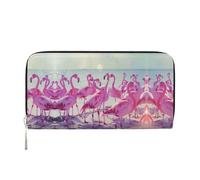 HTTUP Flock of Pink Flamingos on The Beach Print Casual Clutch Purse Hand Wallet for Women Capacity Wallet Stylish Travel Friendly, Black, One Size, Art, Black, One Size, Art, Noir , Taille unique,
