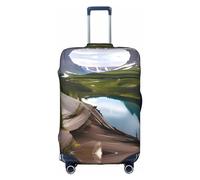 HTTUP Glacier National Park Imprimé Pratique Élastique Lavable Housse de Bagage de Voyage avec Fermeture Éclair Cachée pour Valise, blanc, X-Large