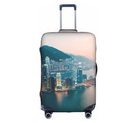 HTTUP Hong Kong Imprimer Pratique Élastique Lavable Voyage Voyage Housse de Bagage avec Fermeture Éclair Cachée pour Valise, blanc, X-Large