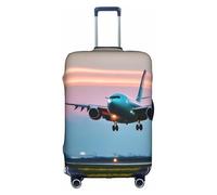 HTTUP Housse de bagage de voyage avec fermeture éclair dissimulée - Motif avion dans les lumières du soir - Pratique - Élastique - Lavable, blanc, Large