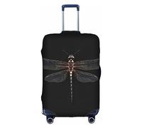 Httup Housse de bagage de voyage élastique lavable avec fermeture éclair dissimulée - Motif libellule noire, blanc, X-Large