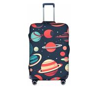 Httup Housse de bagage de voyage élastique lavable avec fermeture éclair dissimulée pour valises Motif planètes spatiales, blanc, Small