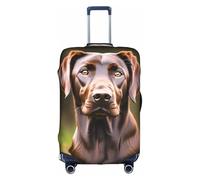 Httup Housse de bagage de voyage élastique lavable avec fermeture éclair dissimulée pour valises Motif labrador retriever Marron, blanc, Small