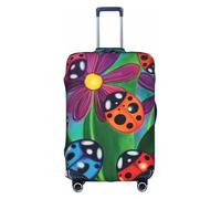 Httup Housse de bagage de voyage élastique lavable avec fermeture éclair dissimulée pour valises Motif coccinelle colorée, blanc, Small
