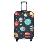 HTTUP Housse de bagage de voyage pratique élastique lavable avec fermeture éclair dissimulée pour valises Motif planètes, blanc, Medium