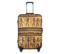 HTTUP Housse de bagage élastique lavable avec fermeture éclair dissimulée pour valises Motif hiéroglyphes égyptiens, blanc, X-Large