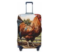 HTTUP Housse de protection universelle pour bagages Motif coq sur bois agricole, Noir, Large