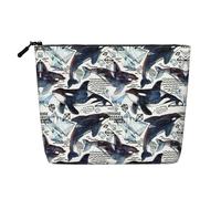 HTTUP Killer Whale Print Business Trip Essential Trousse de maquillage monocouche zippée pour femme Grande capacité, noir, One Size