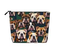 HTTUP Mignon bulldog anglais imprimé voyage d'affaires essentiel monocouche sac de maquillage pochette zippée femme grande capacité, noir, One Size