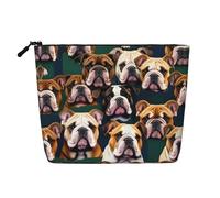 HTTUP Mignon bulldog anglais imprimé voyage d'affaires essentiel monocouche sac de maquillage pochette zippée femme grande capacité, noir, One Size