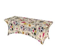 HTTUP Nappe rectangulaire imprimée tête de mort mexicaine professionnelle, élégante, facile à installer