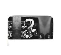 HTTUP Portefeuille à main décontracté avec impression notes de musique noir et blanc pour femme - Portefeuille élégant pour voyage, noir, taille unique, art, noir, taille unique, art, Noir , Taille