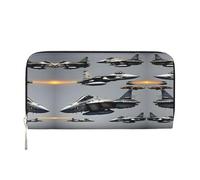 HTTUP Portefeuille à main décontracté avec imprimé avions de combat pour femme, portefeuille élégant pour voyage, noir, taille unique, art, noir, taille unique, art, Noir , Taille unique, Art