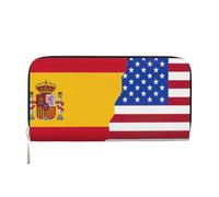 HTTUP Portefeuille à main décontracté avec imprimé drapeau américain de l'Espagne pour femme, élégant, idéal pour les voyages, noir, taille unique, art, Noir , Taille unique, Art
