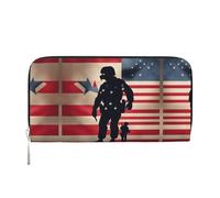 HTTUP Portefeuille à main décontracté pour femme avec impression du jour commémoratif patriotique des soldats militaires américains, portefeuille élégant pour voyage, noir, taille unique, art, Noir ,