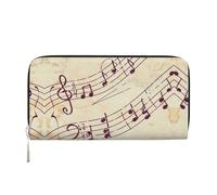 HTTUP Portefeuille décontracté avec notes de musique à imprimé floral pour femme, portefeuille élégant, idéal pour les voyages, noir, taille unique, art, noir, taille unique, art, Noir , Taille