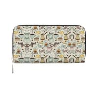 HTTUP Portefeuille décontracté pour femme avec imprimé café et bonbons au chocolat en sucre - Portefeuille élégant pour voyage - Noir - Taille unique - Art, Noir , Taille unique, Art