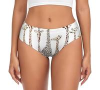 HTTUP Slip pour femme imprimé girafes sauvages mignonnes de dessins animés sauvages sous-vêtements pour femmes sous-vêtements de différentes couleurs sans étiquette Slip extensible respirant, noir,