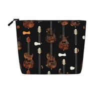 HTTUP Trousse de maquillage à fermeture éclair pour femme - Motif guitare artistique - Grande capacité, noir, One Size