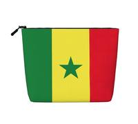 HTTUP Trousse de maquillage à motif drapeau du Sénégal à une seule couche avec fermeture éclair pour femme, grande capacité, noir, taille unique, Noir, Talla única