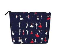 HTTUP Trousse de maquillage à une seule couche avec fermeture éclair pour femme - Motif de danse de salon - Grande capacité, noir, One Size