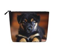 HTTUP Trousse de maquillage simple couche avec fermeture éclair pour femme Motif chiot, noir, One Size