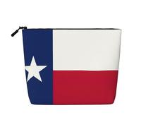 HTTUP Trousse de maquillage simple couche avec fermeture éclair pour femme Motif drapeau du Texas Grande capacité, noir, One Size