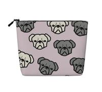 HTTUP Trousse de maquillage simple couche avec fermeture éclair pour femme Motif tête de bouledogue américain Grande capacité, noir, One Size