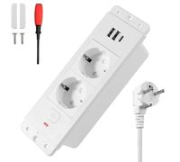 HTTYHT Prise Encastrable-Bureau avec Interrupteur USB A et Type C PD20W Pris-Encastrable Plan de Travail-Pris-e Multiprise-Encastra-ble de Table avec 1,7M Cable pour Cuisine Bureau Meubles-Blanc