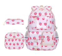 HTU 3 PCS Set Sac à Dos avec Sac à Lunch Case de Crayon pour Enfants pour Les Filles (Rose)