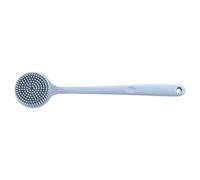 HTU Brosse de bain en silicone Brosse de douche double face Poils doux Épurateur de dos à long manche Brosse de massage corporelle antidérapante Favorise la circulation sanguine pour la douche