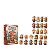 HTU Calendrier de l’Avent 3D des Highlands (Vache) Magic sur 24 jours-1PCS | Compte à rebours Noël 24 jours : du 1er décembre à la veille de Noël, ouvrez 1 mini-ornement chaque jour