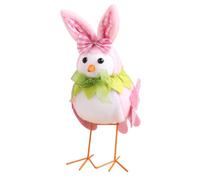 HTU Creative Mignon Oiseau Animaux Jouet Debout Oiseaux Décor Cadeaux Pâques Lapin Oreille Oiseau Ornement pour Garçons Filles (Rose)