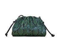HTU Femmes Ruché Serpentine Imprimé Dumpling Pochette Grande Capacité Trousse De Maquillage Léger Plissé Nuage Sac pour Fête De Mariage (Vert S)