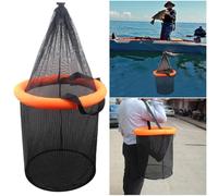 HTU Flottant Pêche Appât Panier Maille Pliable Fish Keeper Live Fish Net Cage (L)