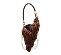HTU Handwoven Seashell Bag with Pearl Chain Conch Clutch Purse Crochet Bag (Coffee) (Coffee)