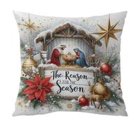 HTU Kit de coussin au point de croix estampé Jésus blanc 11 ct 45 x 45 cm avec fermeture éclair pour décoration d'intérieur (Jésus A)