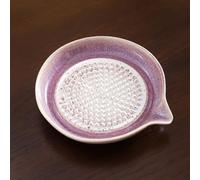 HTU Plaque de râpe en céramique, disque de broyage à main avec bec verseur, plateau hachoir à ail, en porcelaine réutilisable, idéal pour pâte d'ail, wasabi, légumes, violet