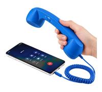 HTU Récepteur Téléphone Rétro avec Haut-Parleur-Blue 3.55mm Socket | Réception d’appel rétro : ce combiné rappelle la prise en main d’un vrai téléphone fixe pour vos appels mobiles compatibles.