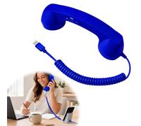 HTU Récepteur Téléphone Rétro avec Haut-Parleur-Blue Type-c | Réception d’appel rétro : ce combiné rappelle la prise en main d’un vrai téléphone fixe pour vos appels mobiles compatibles.