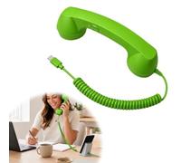 HTU Récepteur Téléphone Rétro avec Haut-Parleur-Green Type-c | Réception d’appel rétro : ce combiné rappelle la prise en main d’un vrai téléphone fixe pour vos appels mobiles compatibles.